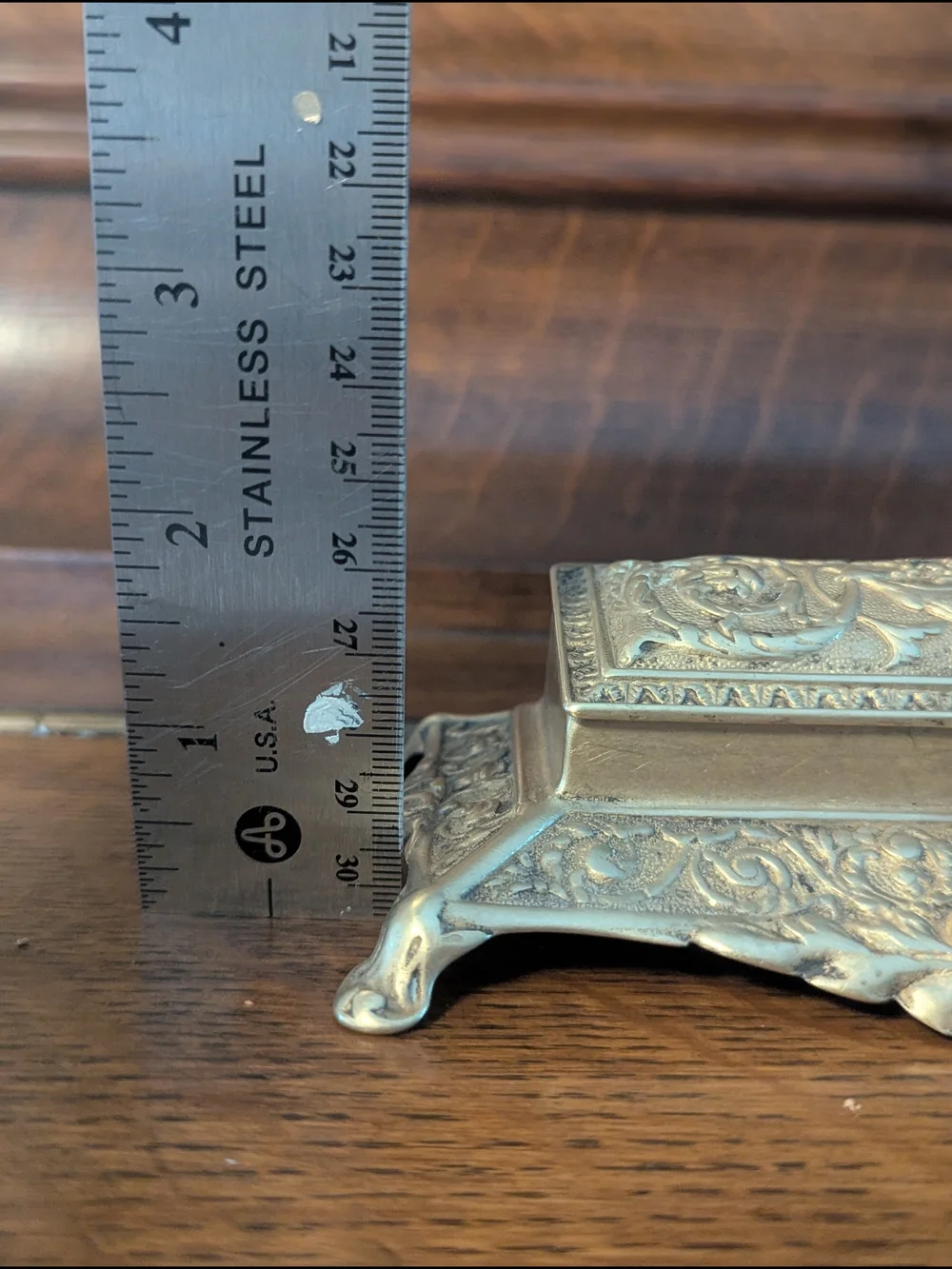 Italian Brass Stamp Box Or Jewelry Casket – Ornate Baroque - Picture 6 of 8